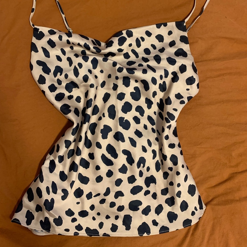 Leopard print cowl neck silky cami